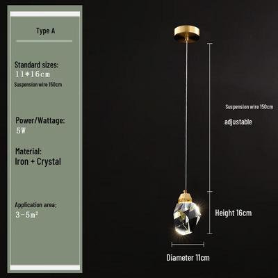 Modern Minimalist Crystal Bedside Pendant Lamp