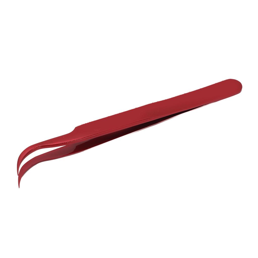 Tweezers Aluminium Alloy Curved Tip Antimagnetic Tool for Electronic Repair Maintenance Red