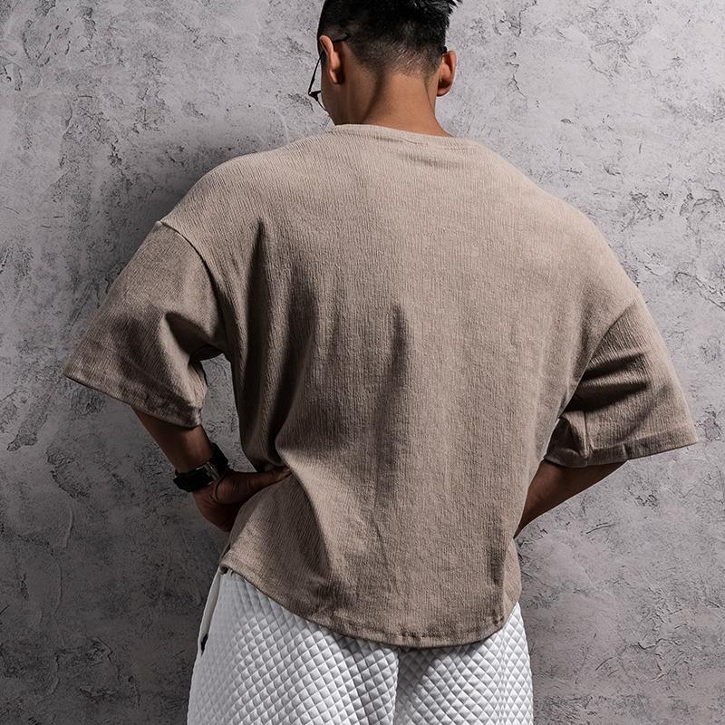 Men Oversize Loose Summer Fitness Short Sleeve T-shirt Sports Casual Tops