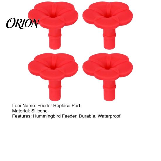 Universal Hummingbird Feeder Replacement 4PCS Parts, Simulated Red Flowers Shape, Durable Component Fit Silicone Waterproof Bird Accessories,