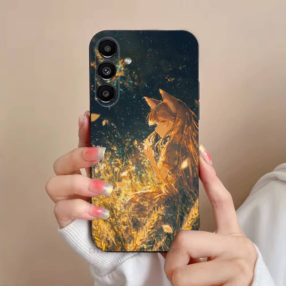 Anime S-Spice and Wolf Phone Case For Samsung S25,24,23,22,21,S20,Ultra,Plus,FE Black Soft Cover