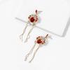 Retro Chinese Opera Tassel Earrings For Women Alloy And Gemstone Design