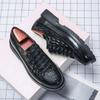 Luxury Brand Crocodile Pattern Lace-Up Oxford Shoes Thick Sole Black Business Moccasin High Quality Designer Men Shoes Sneakers
