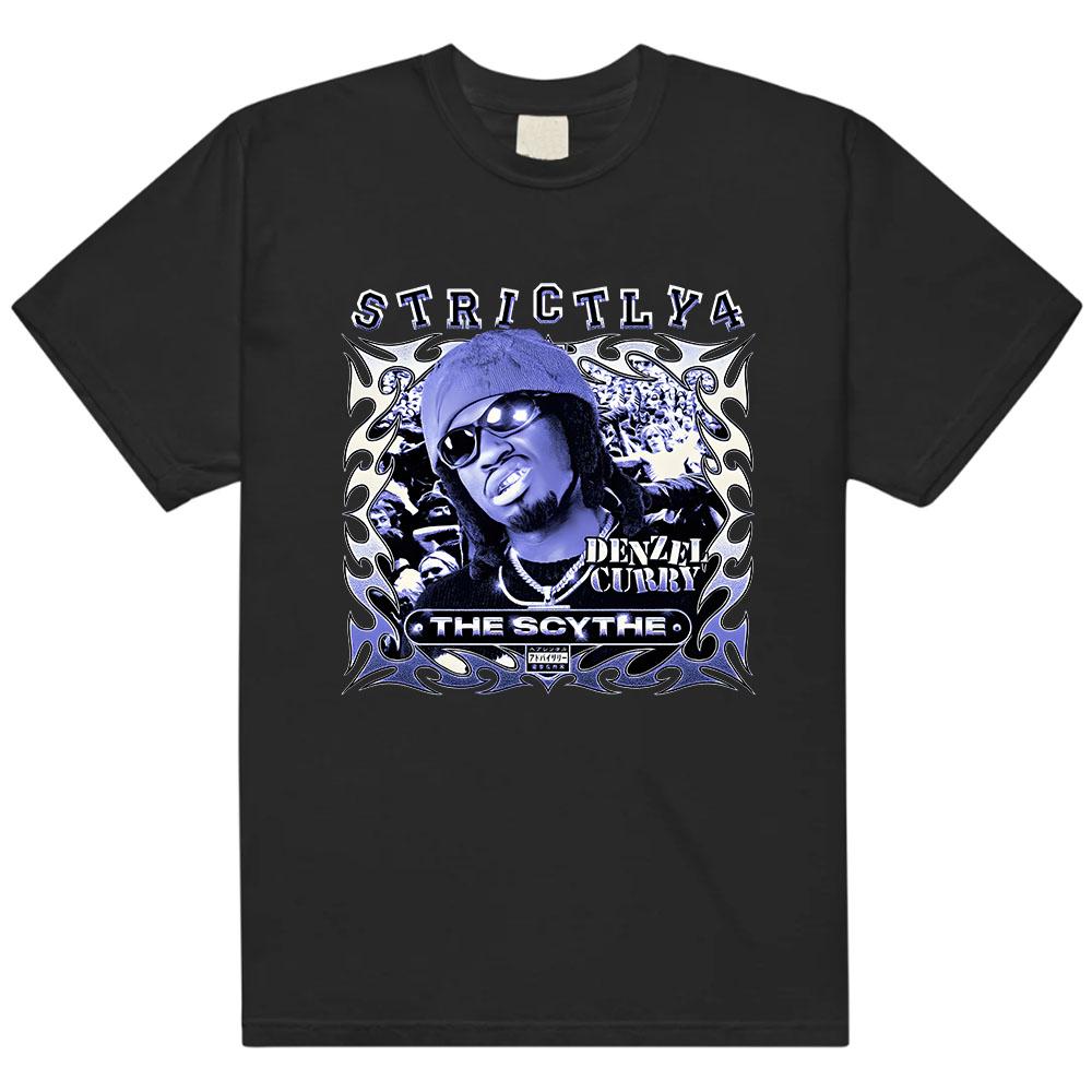 Denzel Curry Strictly 4 The Scythe T-shirt Summer Short Sleeve Cotton Female Tshirts Unisex Streetwear Rapper Design Print Tees