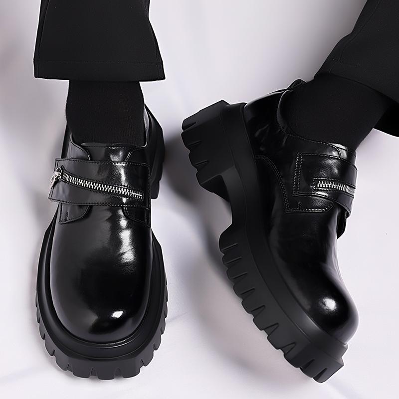 Derby men's leather shoes Thick bottomed British style design Leisure Party Business Office Luxury adult shoes Brown and Black