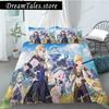 Genshin Impact Bettwäsche-Set Einzelbett Twin Full Queen King Size Bettwäsche-Set für Erwachsene Kinder Schlafzimmer Bettbezug-Sets 3D-Druck Spiel Bettlaken36