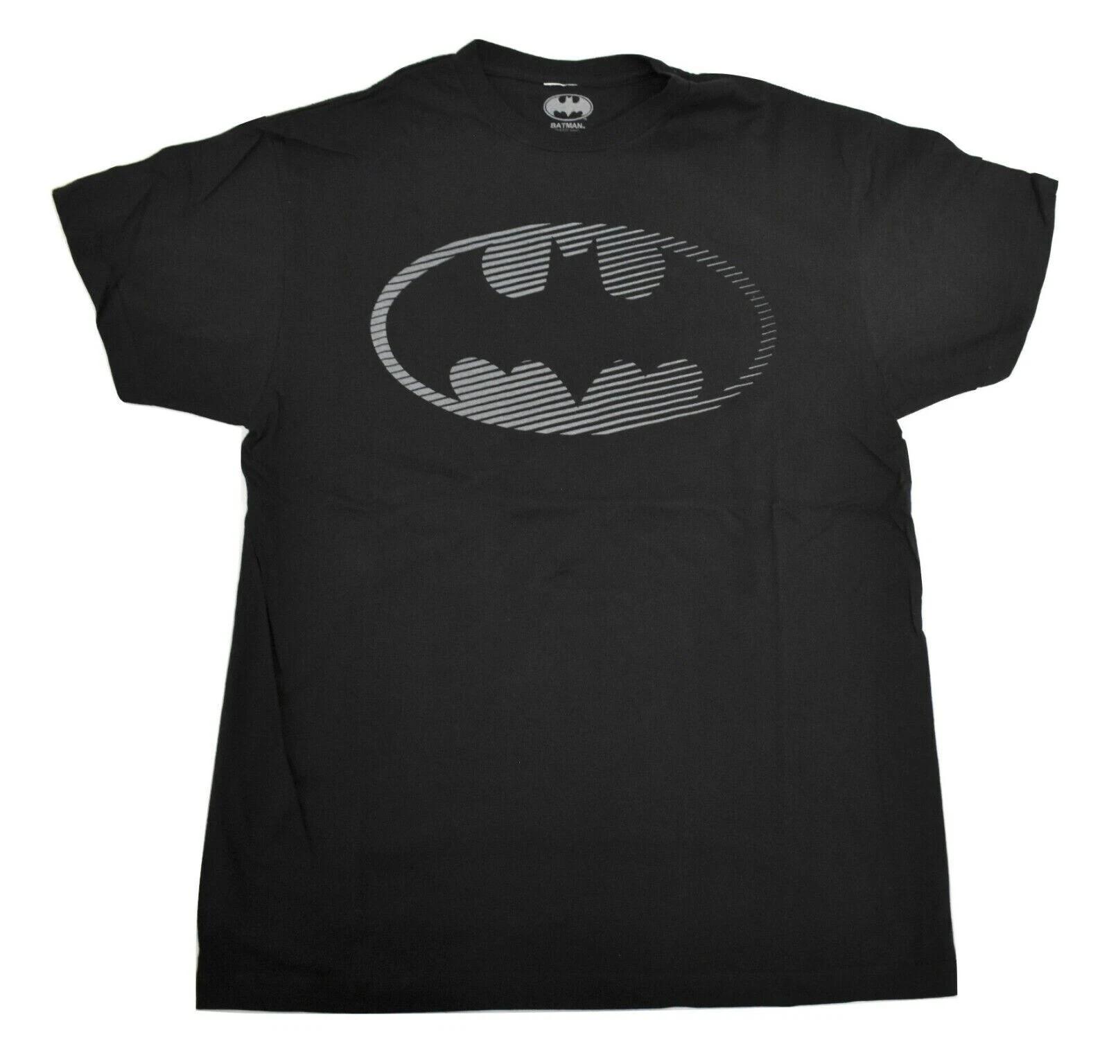 Batman Mens Batman Black Shirt Striped Logo Shirt New M 2XL