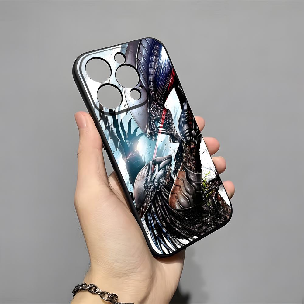 

A-Alien Vs Predator Painted Phone Case For IPhone 17 Pro Max 16 15 14 Pro Max 13 11 X Xs Xr 8 7Plus Silicone Cover iPhone 14 Plus