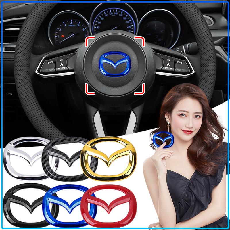 For Mazda 6 3 CX5 5 2 323 CX7 Demio Atenza Axela MX30 CX30 CX3 CX9 RX8 RX7 ABS Car Steering Wheel Center Emblem Sticker Accessories