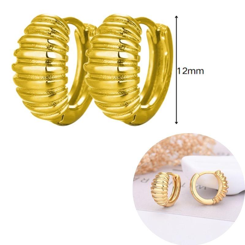 

925 Sterling Silver Ear Buckle Threaded Texture Croissant French Retro Hoop Earring for Women Geometric Circle Rock Punk Earring золотой