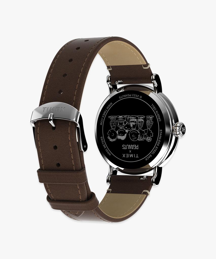 Taimaegseu X Peanuts Standard Gangs All Here Brown Leather Strap Wristwatch 40Mm