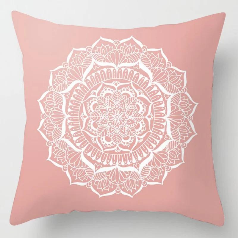 Pink Marble Polyester Pillowcase Leather Leaf Flower Cushion Cover Living Room Home Decoration Sofa Geometric