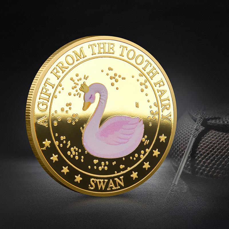 Kinderzähne Ersatz Gedenkspielzeug Zähne Fee Gedenkmünze Goldmünze Farbige Gemäldesammlung Kunsthandwerk Kindergeburtstagsgeschenk