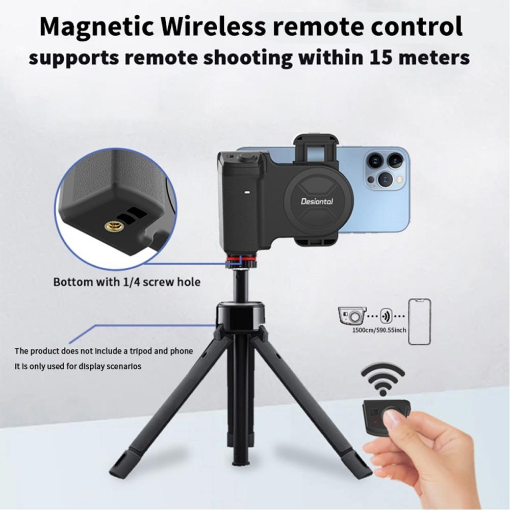 Smartphone Kamerahandtag Grepp Universell Bluetooth-utlösare Selfie Stabilisator Vertikal Horisontell Fotografering Fototillbehör