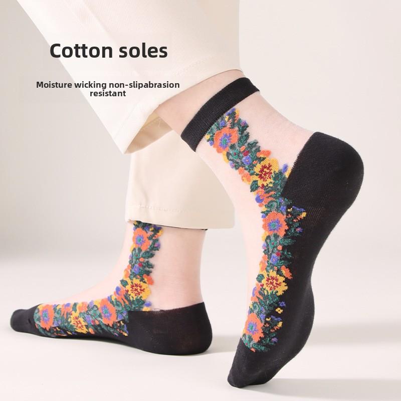 5 Pairs Fashion Transparent Women's Socks Small Transparent Silk Women's Socks Crystal Silk Women's Socks