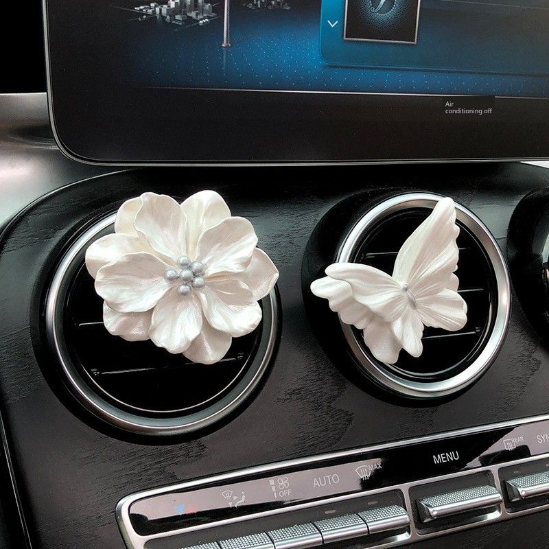Butterfly and Flower Car Fragrance Perfume Car Air Vent Decoration Flower Ornament for Girls Car Interior Decoration Diffuser Stone