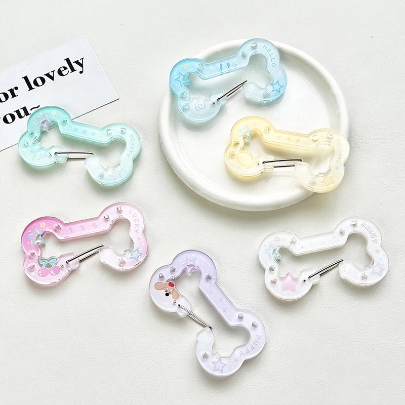  Gradient Bone Carabiner Mountaineering Buckle Porous Acrylic Buckle Keychain Backpack Ornament Multipurpose Keyring Hook