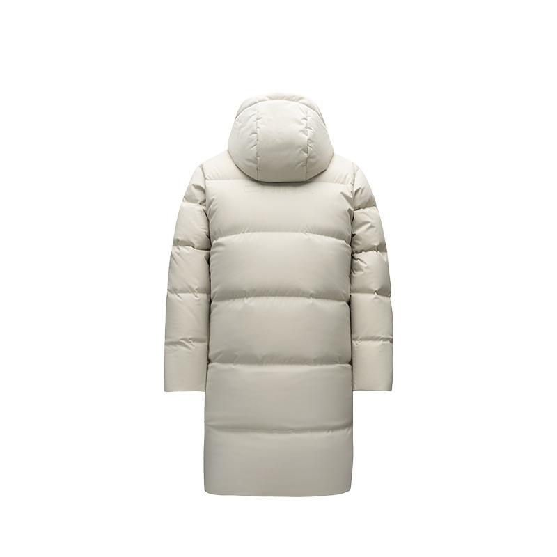 Anta Solid Color Zipper Hooded Long Sleeve Down Jacket Unisex Outerwear Qingluan-Gray 172517902-2