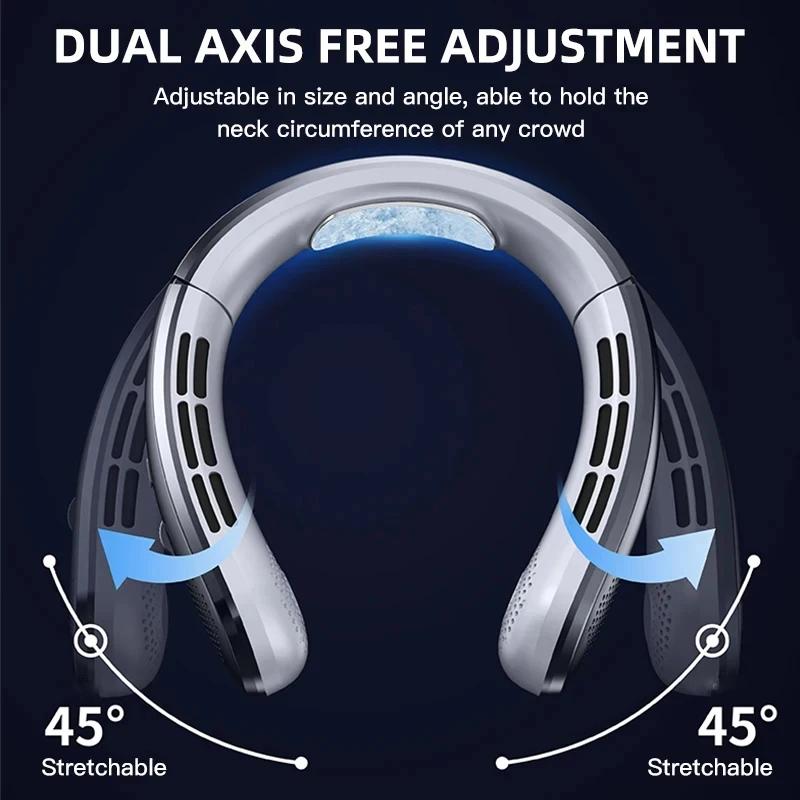 8000mAh USB Hanging Neck Fan Portable Bladeless Mini Rechargeable Mute LED Digital Display Electric Fans Air Cooler New