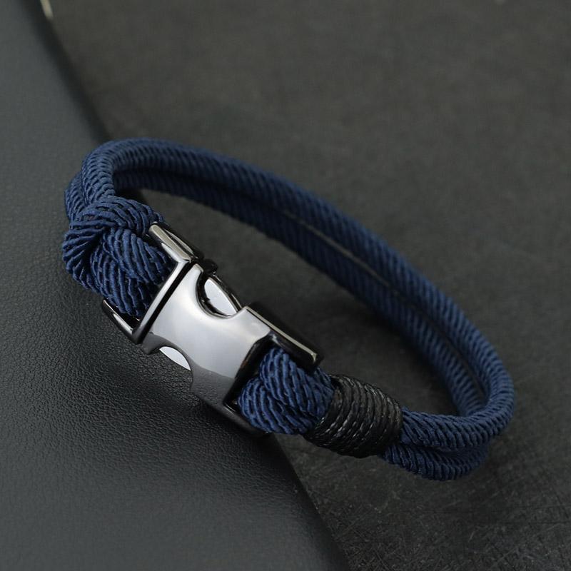 New Fashion Men Bracelet Double Layer Spring Buckle 4mm Nylon Rope Braclet Homme Leisure Accessories Hiphop Braslet Gift For Him