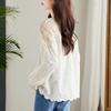 Apricot Lace Hollow Shirt for Women Long-sleeved Spring Clothes New Design Niche Top Chic Cotton Shirt