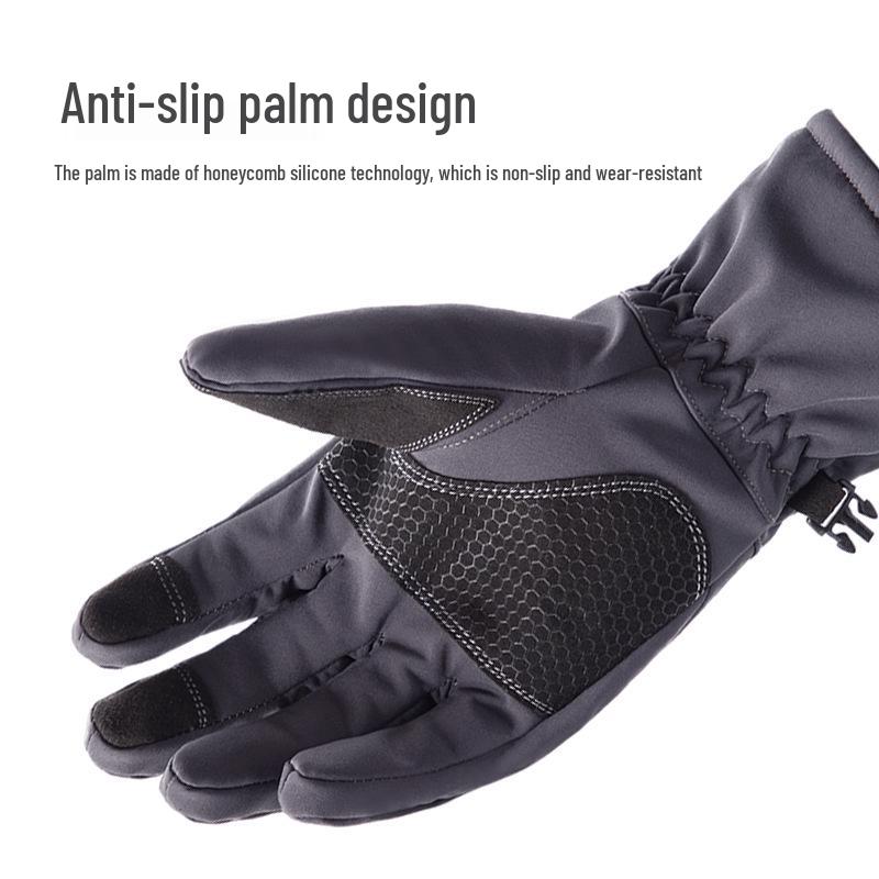 Men's Winter Touchscreen-Enabled Waterproof Non-Slip Cotton Gloves for Riding, Skiing, and Cold-Weather Protection.