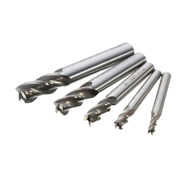 5PCS HSS CNC Straight Shank 4 Flute End Mill Cutter Drill Bit Tool 4//6//8//10//12mm