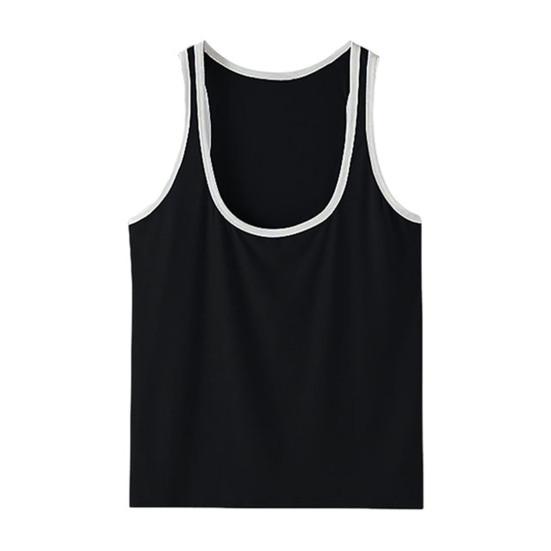 Herre Sportsvest Dyp U-formet krage Brede stropper Ermeløse tanktopper Lappverk Farge Løs passform Casual Allsidig vest