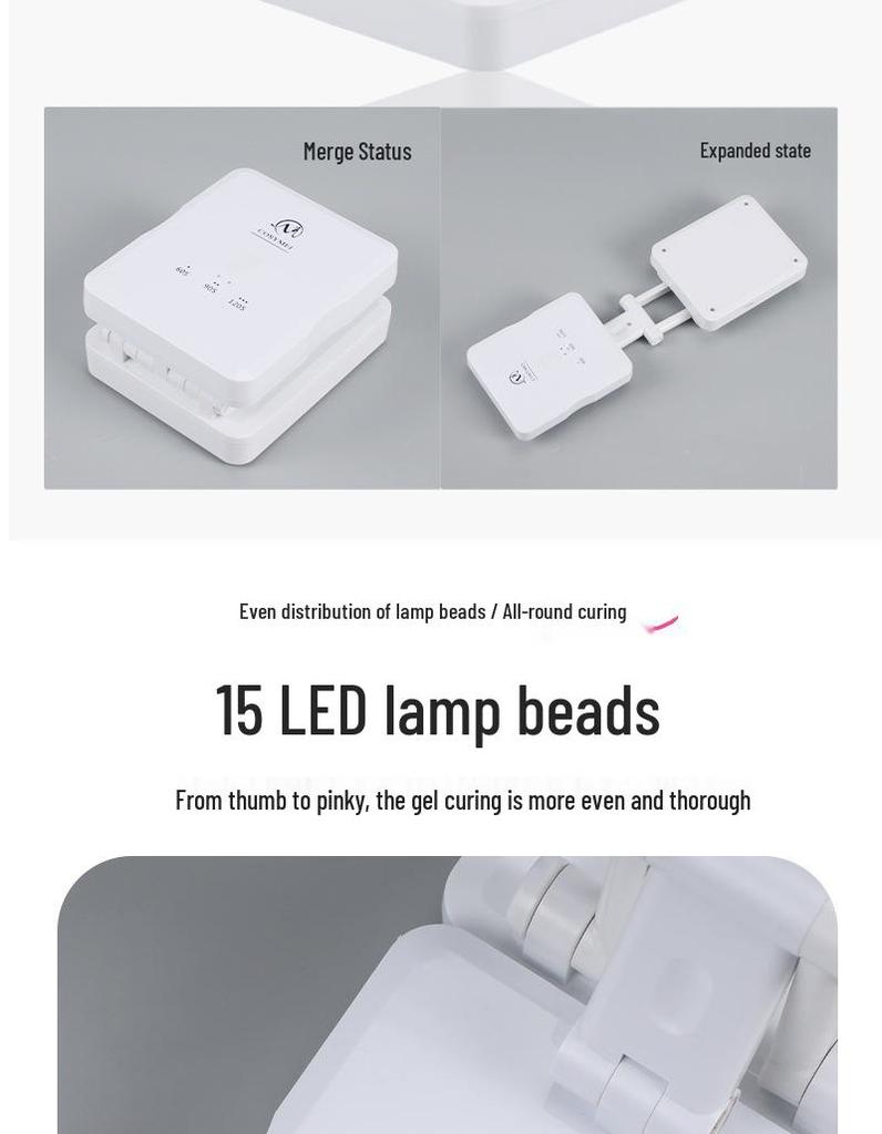 Portable Folding LED Manicure Lamp with Flip Cover – Quick-Drying, Smart Phototherapy for Nails, No Blackening Hands