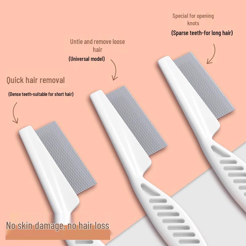 Cat and Dog Fine-Tooth Flea Comb - Steel Grooming Tool with Free Shipping