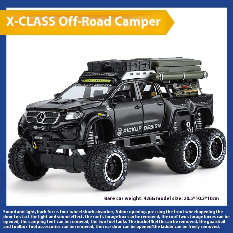 

1/28 Scale Benz X-Class Exy 6X6 Campervan Off Road SUV Alloy Diecast Metal Model Car Children Toy Car Birthday Gift with Kids чёрный