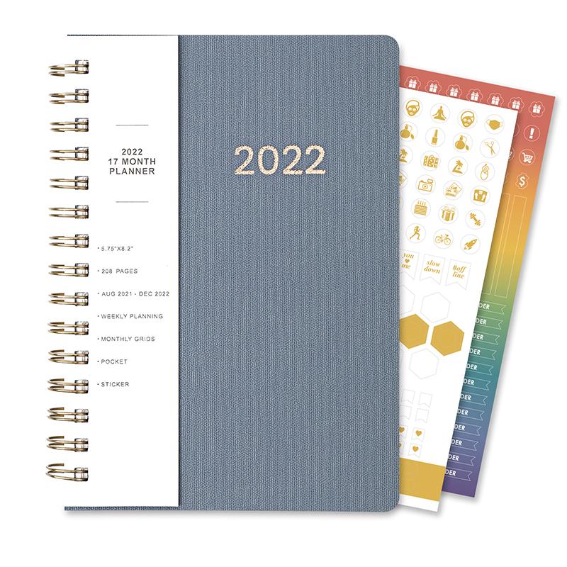 Cover Custom Spiral PU Leather Agenda 12 Months Daily Calendar Planner 2022