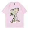 Snoopy Cartoon Anime Women T-shirt Summer Short Sleeve White Cotton Men Tee Shirts Tops  Fashion Couple Clothing