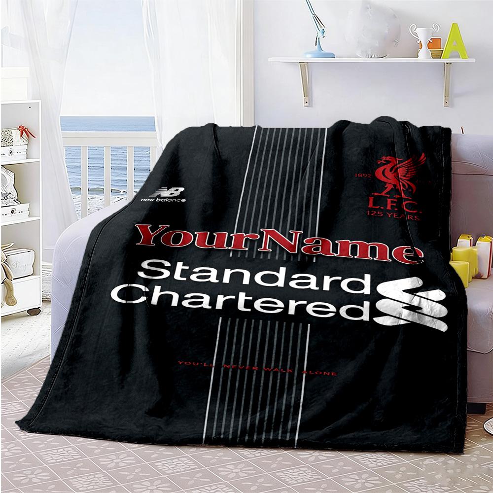 Liverpool Customize Your Name Blanket Throw Customizable Blanket Warmthful Decor Suitable for Couch Sofa Bed Nap Four Seasons Multipurpose
