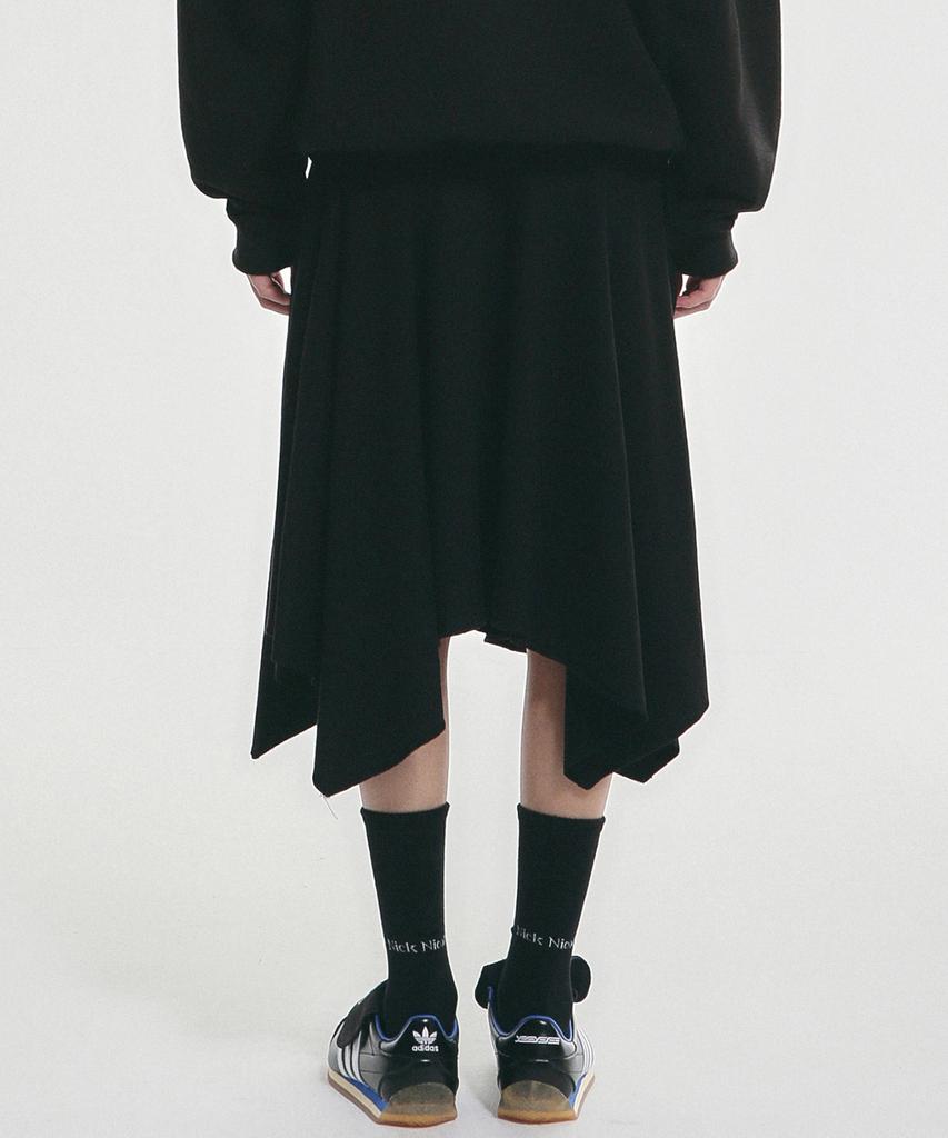 Nigaennikol Shirring Flare Midi Skirt_Black