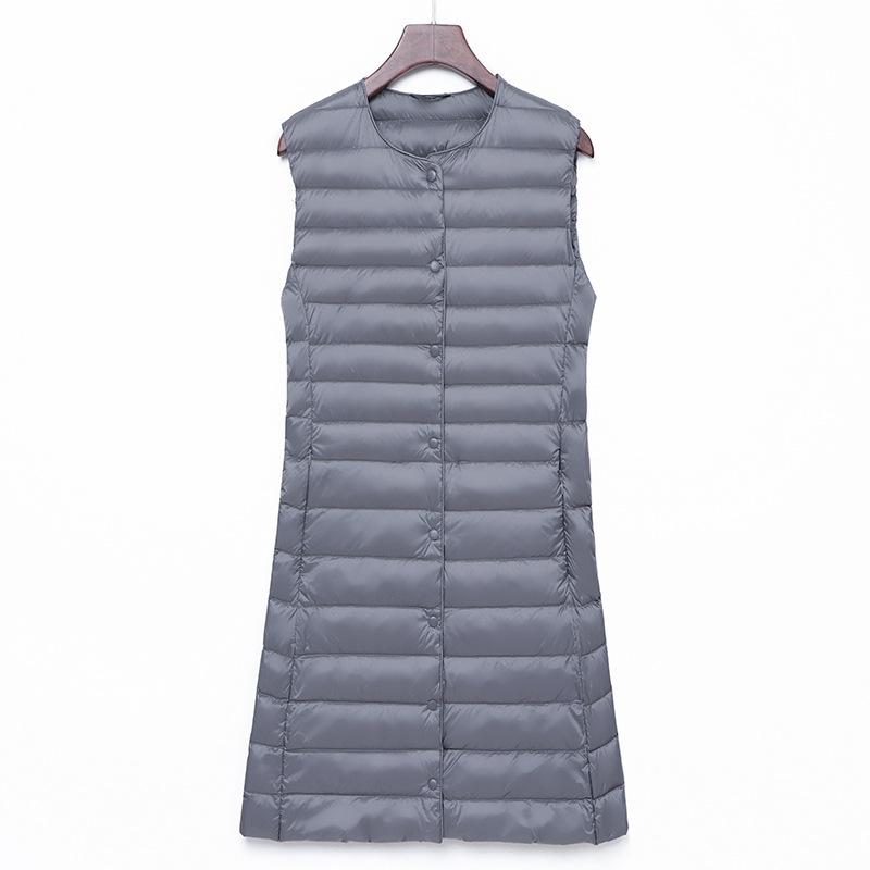 Medium and old light down jacket round neck liner women's winter vest medium and long inner with large size vest jacket