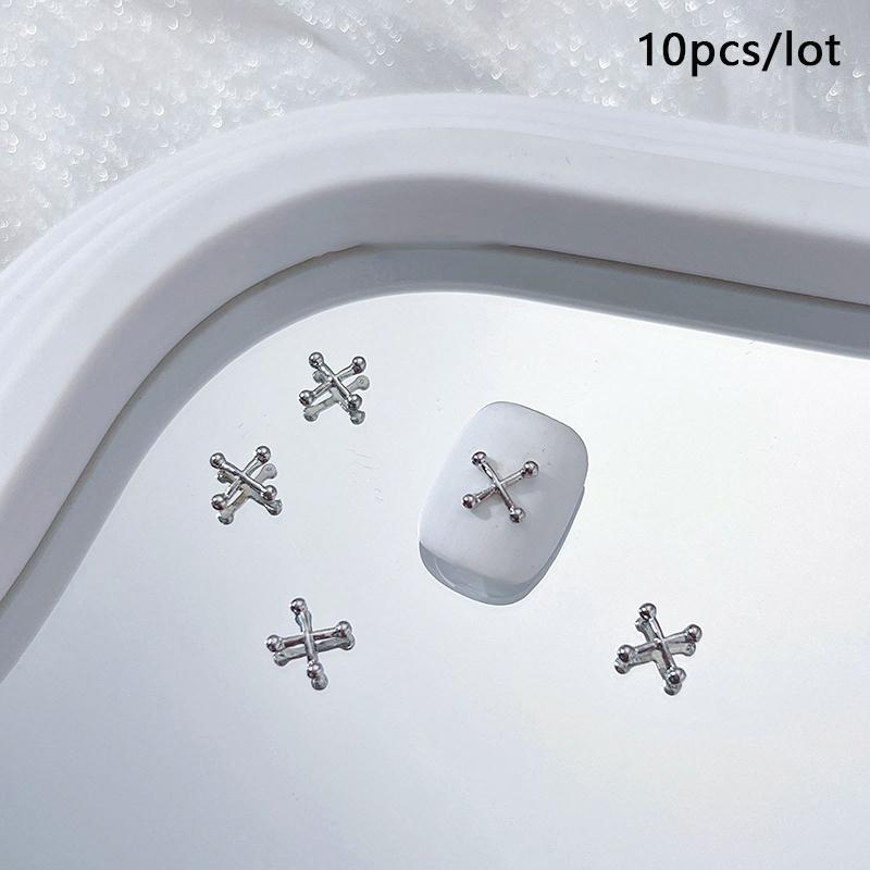 

10Pcs Punk Metal Geometric Nail Art Decoration Silver Color Alloy Manicure Decor Diy Nail Decor Accessories
