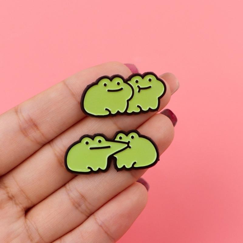 Delightful Frogs Pin Stylish Brooch Funny Brooch for Backpacks and Clothing Accessories Ideal for Kids and Adults