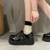 Fashion Punk Style Shoes Woman Platform Heel Metal Rivet Dark Bat Fashion Trendy Women Pumps Wedge Bottom Black School Student Shoes