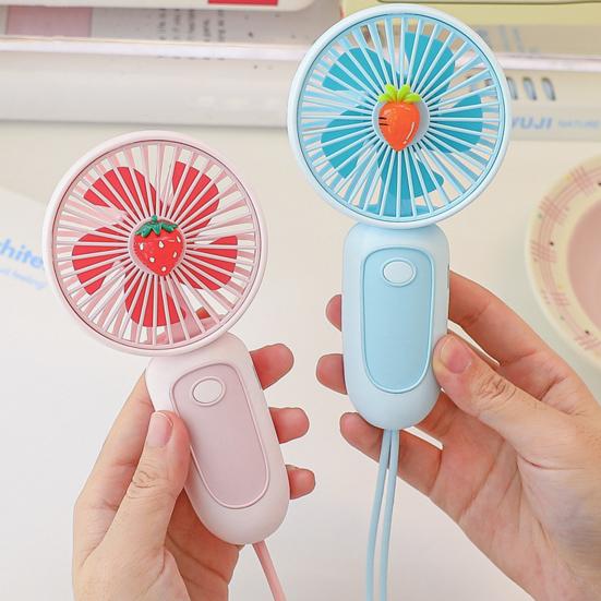 Handheld Desktop Fan with Lanyard Dual-Use Portable Cooling Fan for Students Commuting Traveling Type-C Fast Charging Low Noise Summer Gadget