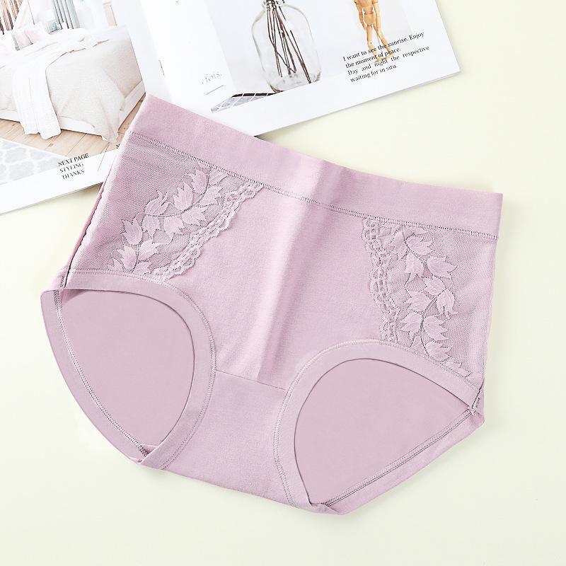 

Женское кружевное хлопковое нижнее белье со средней посадкой - дышащие, мягкие и сексуальные трусики большого размера XL фиолетовый/серый