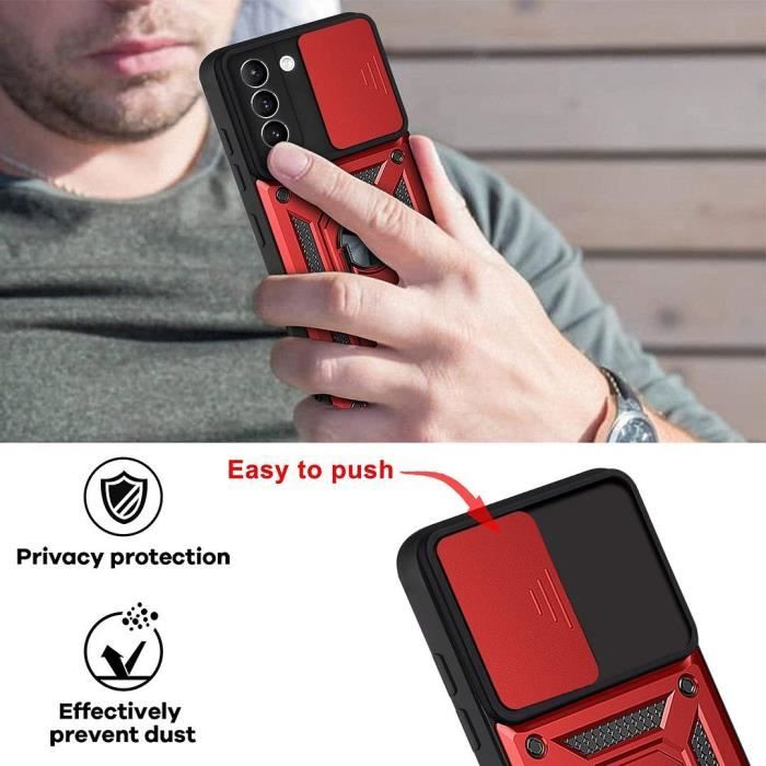 Coque de protection - Samsung - S21 FE - Rouge - Style Armée - Antichoc Rigide
