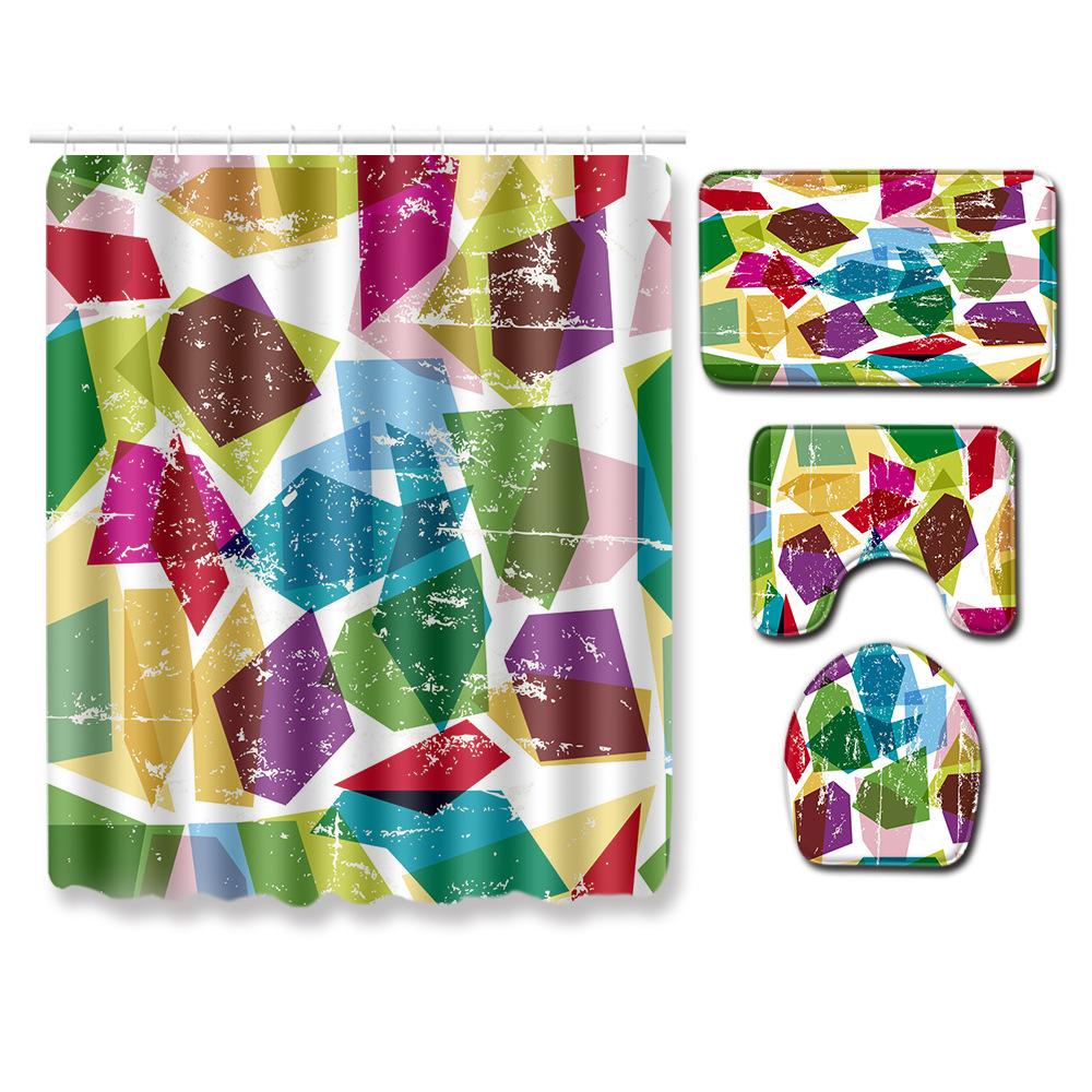 Printed Woman'S Head Pattern Bathroom Floor Mat Shower Curtain Carpet Combination E-Commerce