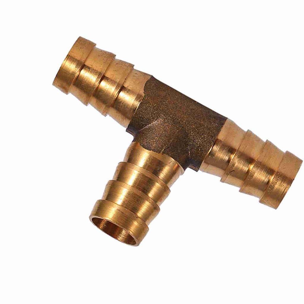 Brass T Piece 3 Way Fuel Hose Joiner Connector 12mm For Compressed Air Oil Gas Pipe