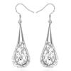 925 Sterling Silver Jewelry Hollow Teardrop Earrings