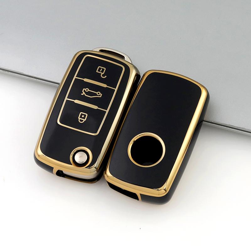 Tpu Car Key Case for VW Volkswagen Polo Tiguan Passat Golf Jetta Lavida Skoda Octavia 3 Buttons Full Cover Protection Shell Bag