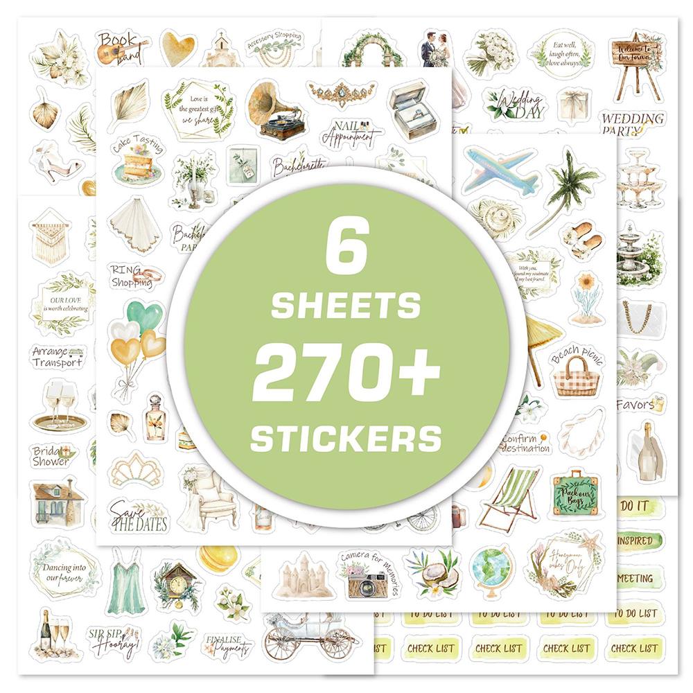 6 Sheets Wedding Plan Stickers Pink Valentine's Day Creative DIY Decoration Planning Materials Handmade Account Stickers