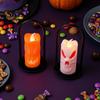 Halloween Party Lights LED Flameless Pillar Candles, Spooky Face Handheld Candle Light, Battery Ambiance Lighting Operated Flickering Fake Candles for