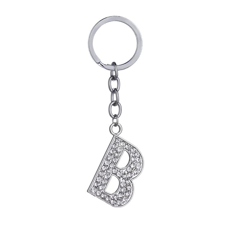 Fashion Charm 26 English Letters A-Z Alphabet Keychains Car Bag Crystal Rhinestones Alloy Name Key Chains Jewelry