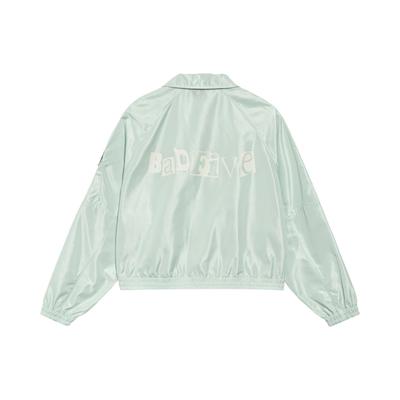 Li Ning Badfive Back Letter Print Polo Collar Zipper Jacket Women Jacket Water-Wave-Green AFDS358-1